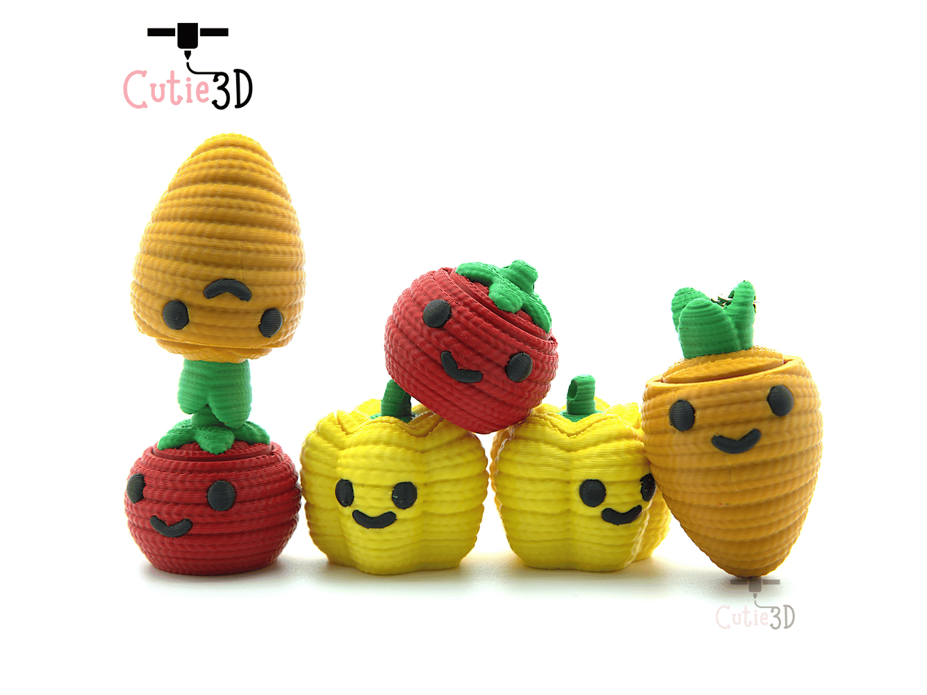 🎒 Cutie3D Kawaii Crochet Veggie Set of Keycap Clicker Keychains